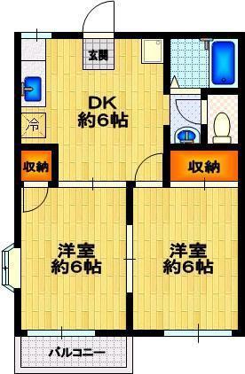 ラ・メゾン谷津(2DK/1階)の間取り写真