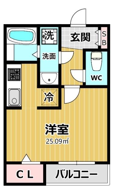 ルバート西淀(1K/1階)の間取り写真