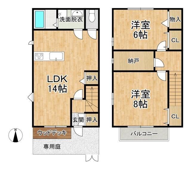 YUKIハイツ(2SLDK/1階)の間取り写真