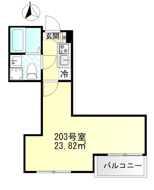 M-SQUARE(1K/2階)の間取り写真