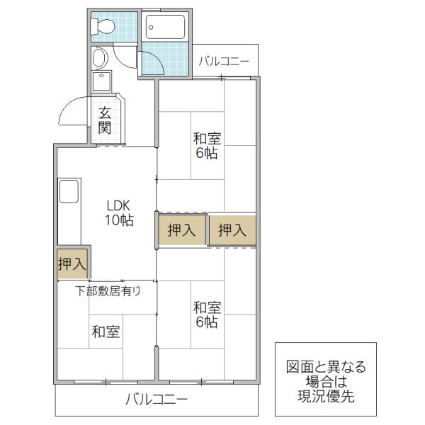 旭町ケイセンマンション(2LDK/3階)の間取り写真