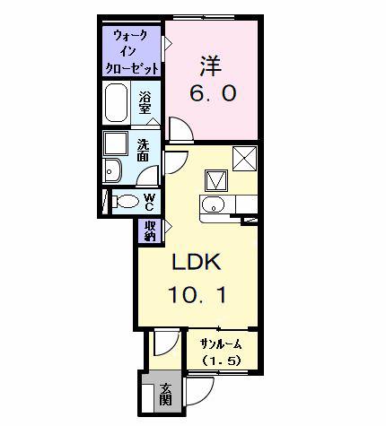 グラン ブレス(1LDK/1階)の間取り写真