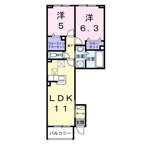 サクラガーデン(2LDK/1階)の間取り写真