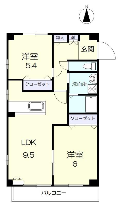 コーラル ミナン(2LDK/2階)の間取り写真