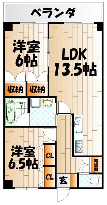 カームネス長谷(2LDK/4階)の間取り写真