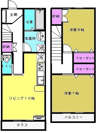 ラ・フェリーチョ(2LDK/1階)の間取り写真
