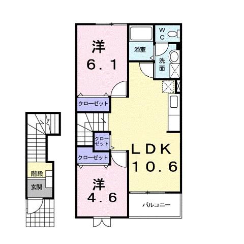 BAMBOO仲道(2LDK/2階)の間取り写真