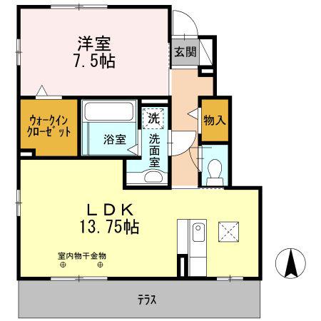 セレーノ(1LDK/1階)の間取り写真