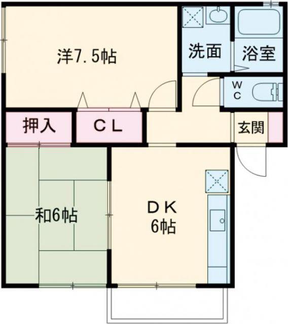 ベルパークKIII(2DK/2階)の間取り写真