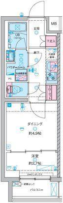 GENOVIA竹ノ塚(1DK/4階)の間取り写真