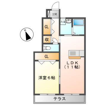 シトリン(1LDK/1階)の間取り写真