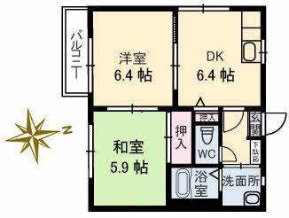 グランジュール綾羅木(2DK/2階)の間取り写真