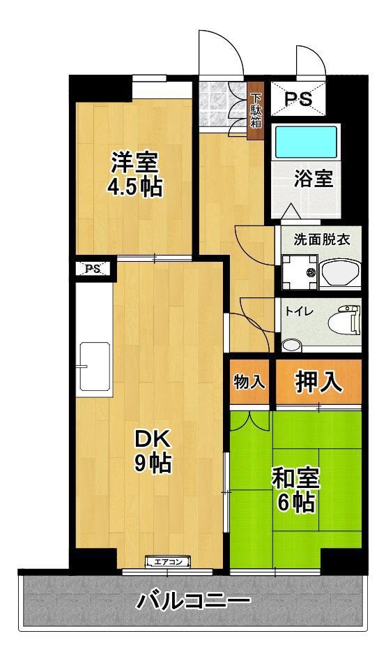 サンスクエア深田台 A棟(2DK/1階)の間取り写真