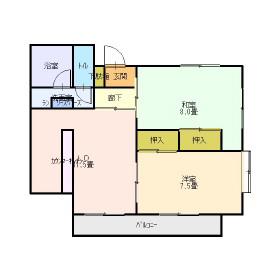 ハイツH2O(2LDK/2階)の間取り写真