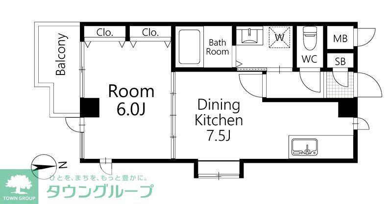 第二ウィスタリアマンション(1DK/2階)の間取り写真
