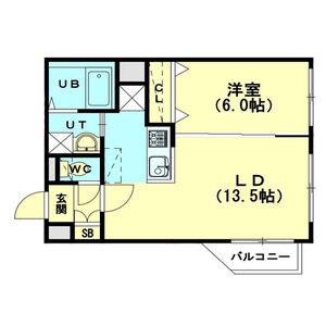 ルヌアージュ東区役所前(1LDK/1階)の間取り写真