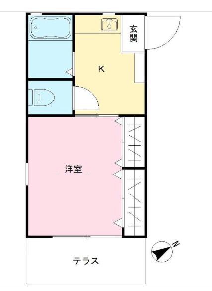 ライフ大勝II(1K/1階)の間取り写真