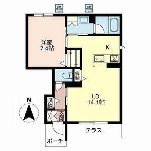 シャーメゾン東南(1LDK/1階)の間取り写真