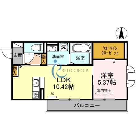 SINFARIAYUZATO B棟(1LDK/1階)の間取り写真