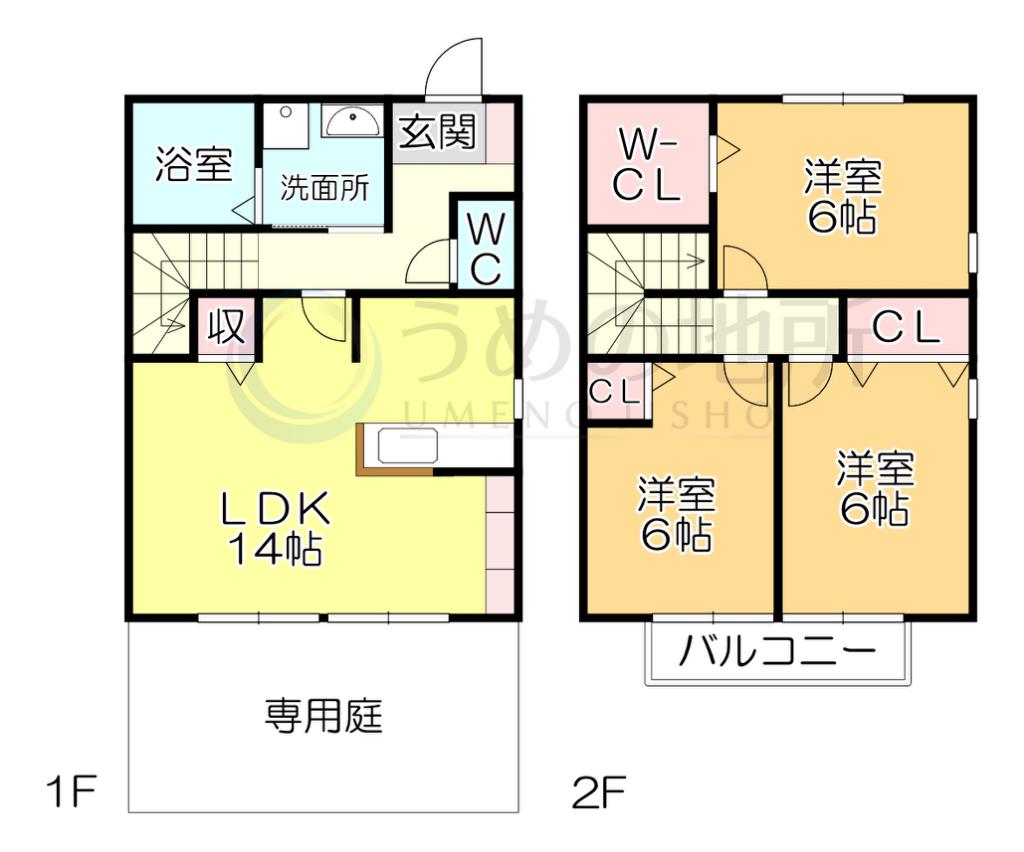 リビングタウン小森野参番館 A棟(3LDK/1階)の間取り写真