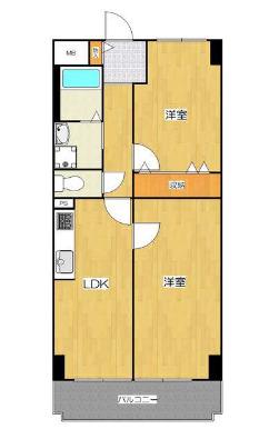 日生ロイヤルマンション高津(2LDK/4階)の間取り写真