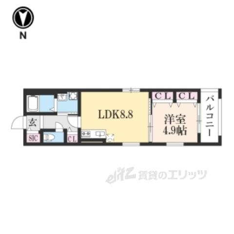 サンクトスコート東山七条(1LDK/3階)の間取り写真
