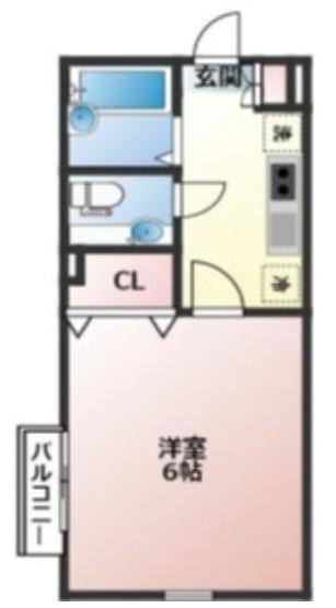 リバティ津田山(1K/2階)の間取り写真