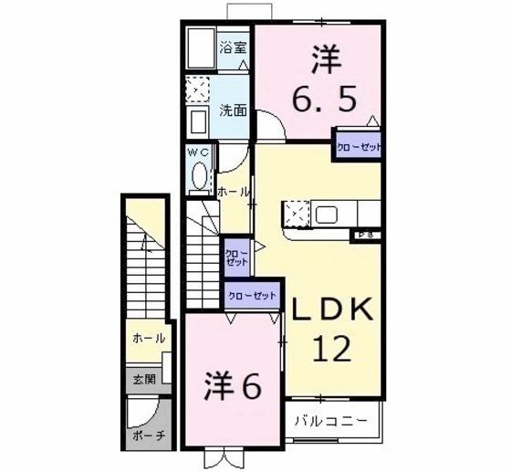 フィオーレB(2LDK/2階)の間取り写真