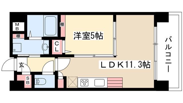 ANGELINA(1LDK/2階)の間取り写真