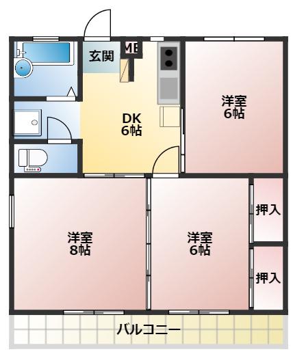 サンハイム神山(3DK/3階)の間取り写真