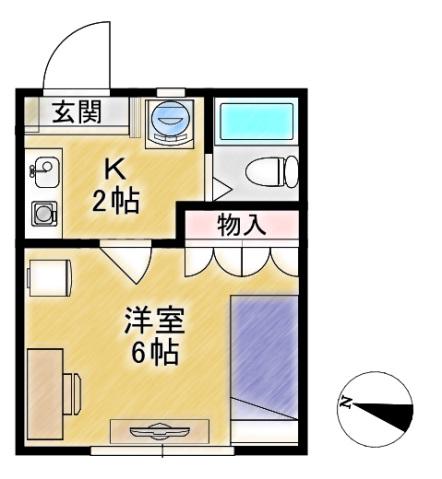 新都心ハイツ(1K/2階)の間取り写真
