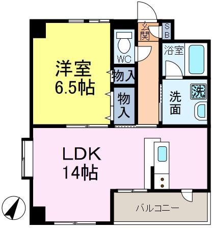 ラウンドタワー オペリア(1LDK/7階)の間取り写真
