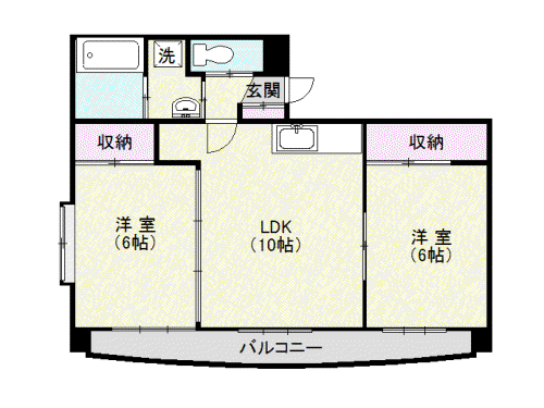 フェリーチェ桂(2LDK/3階)の間取り写真
