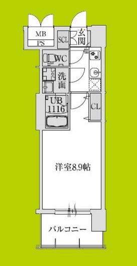 スプランディッド堺東III(1K/8階)の間取り写真