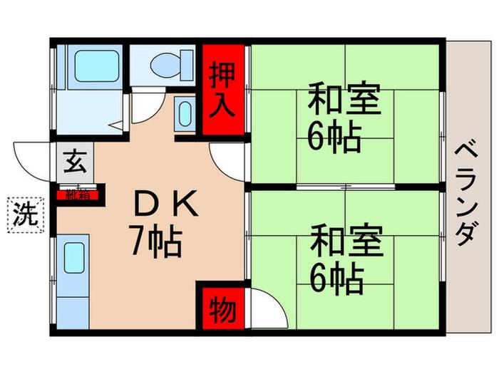 水村コーポ(2DK/2階)の間取り写真