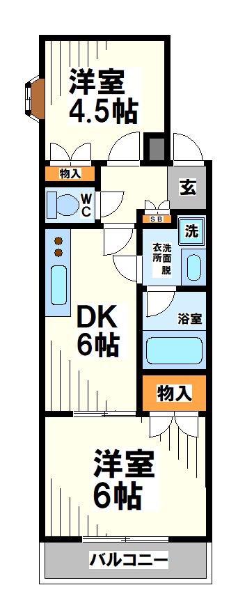 光和ハイム 当社管理物件(2DK/2階)の間取り写真