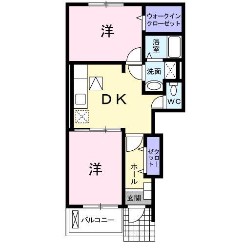 オルバス(2DK/1階)の間取り写真