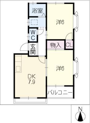 パストラル高塚(2DK/1階)の間取り写真