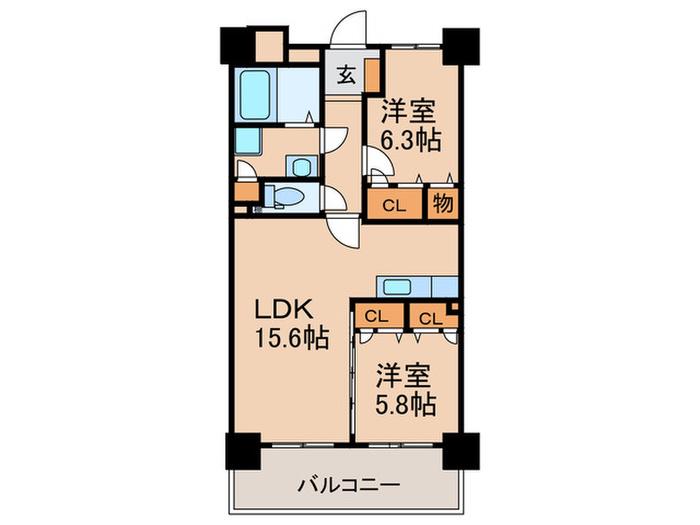 イーグレット(2LDK/2階)の間取り写真