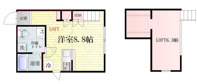 PRIMAVERA(1K/1階)の間取り写真