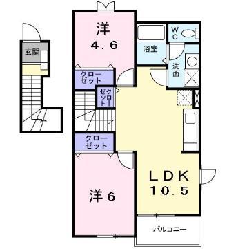 ベル・アンジュF棟(2LDK/2階)の間取り写真