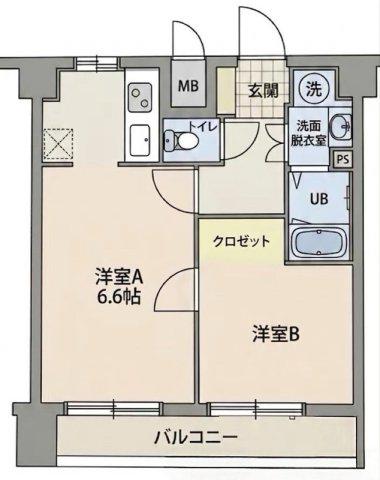 菱和パレス三田慶大前(1LDK/6階)の間取り写真