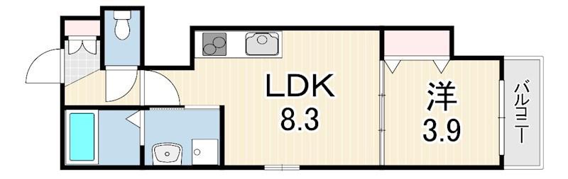 GRAND BLISS(1LDK/1階)の間取り写真