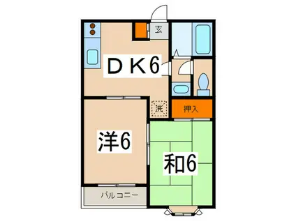 ハイツミノワ(2DK/2階)の間取り写真