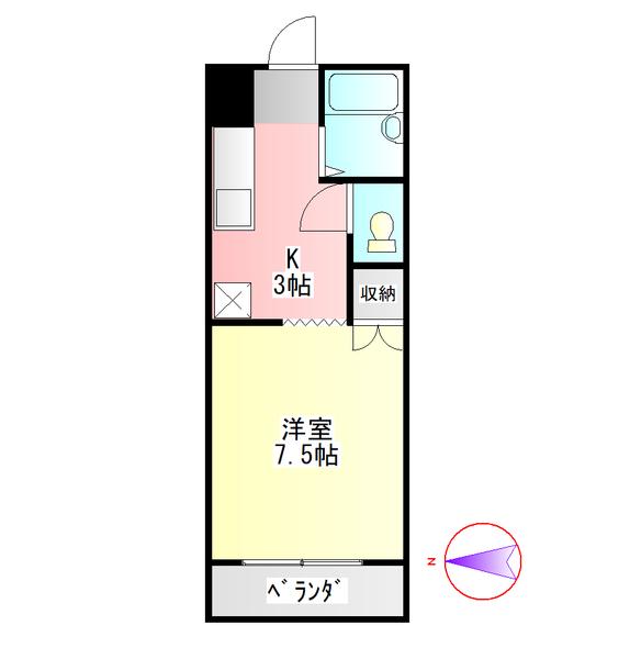 カサブランカ(1K/1階)の間取り写真