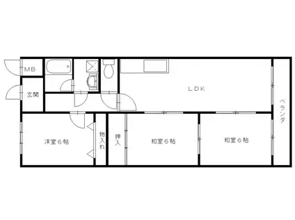 友田コーポラス(3LDK/6階)の間取り写真