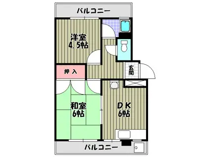 末広マンション(2DK/3階)の間取り写真