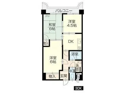 松浜ビル(3DK/5階)の間取り写真