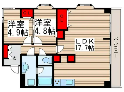ラ・フォレ薬円台(2LDK/6階)の間取り写真