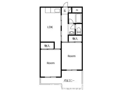徳島サンハイツ(2LDK/8階)の間取り写真